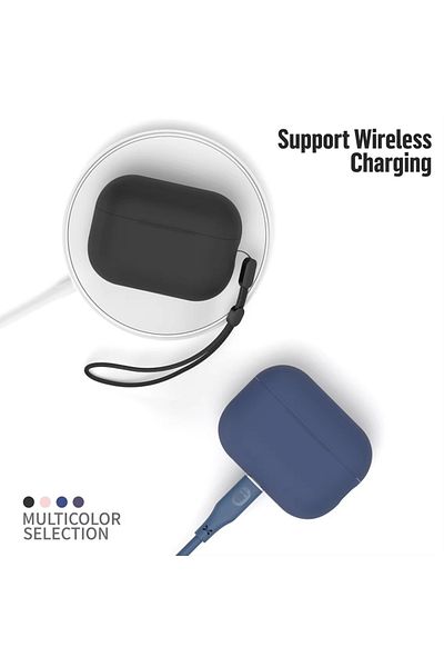 BLUEO Soft silicone case for AirPods Pro 2, Liquid Silicone, Blue