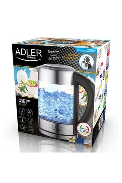 adler Fierbator apa AD 1247 NEW, 2200 W, 1.7 L (Argintiu/Negru)