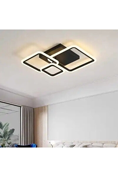 LED CONCEPT Lustra LED cu 3 tipuri de lumina si telecomanda, neagra, asimetri...