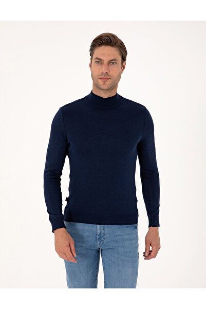 Pierre Cardin Light Navy Blue Slim Fit Half Turtleneck Basic Knitwear Sweater...