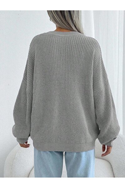 Dier Moda Kadın Selanik Örgü Over size Triko Kazak