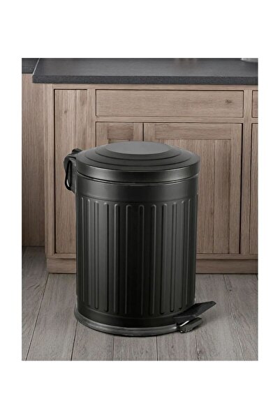 FARALYAHOME Vintage Siyah Çöp Kovası Çöp Kutusu Çizgili Model 12 Litre