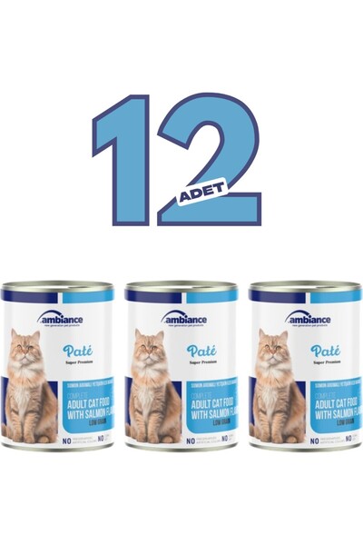 Ambiance 12 Adet Yetişkin Kediler Için Somonlu Yaş Mama 400 gr