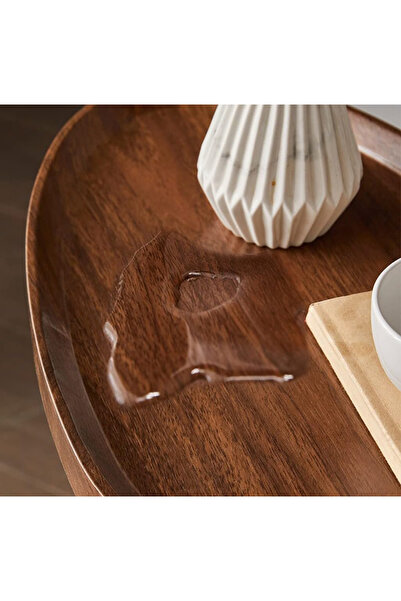 awwaline Oval coffee table, awwaline, wood, brown, C-Shaped, 45 x 30 x 60cm