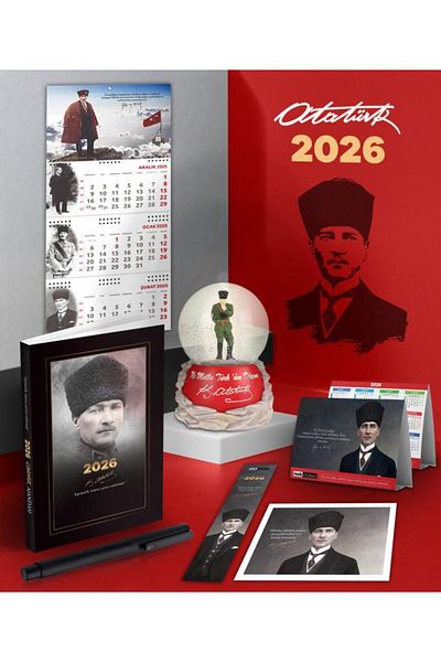 Mor kelebek 2026 Ataturk Commander Agenda - Sakarya Wall Calendar - Desk Calendar - Pen and Izmir Anthem Snow Globe
