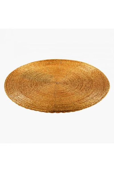 Home Box 4-Piece Blaze Beaded Coaster Set – Gold 10 cm