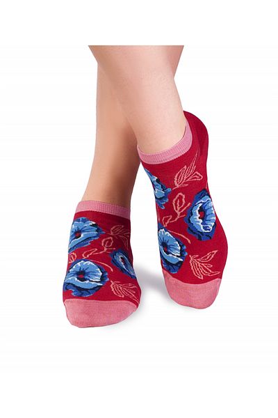 Pirin Hill Bamboo short socks Flowers Red