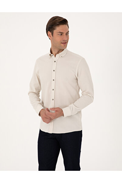 Pierre Cardin Bej Slim Fit Uzun Kollu Gömlek 50311562-VR011