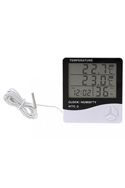 Ikonka Digital thermometer and hygrometer with clock and alarm HTC-2