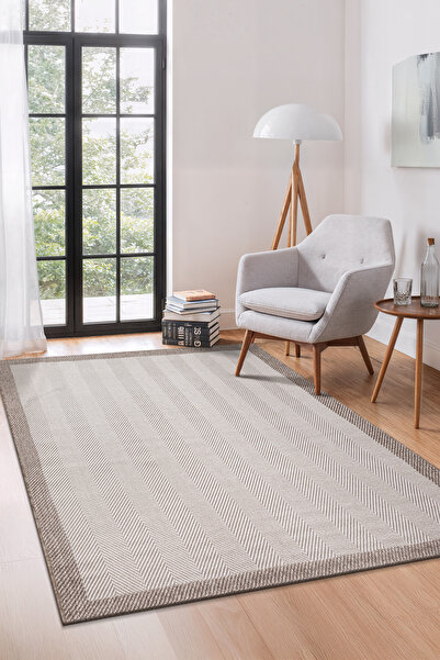 Colore Home Sisal Plus Bej Bordürlü Halı Bej İçi Krem Sisal Kilim
