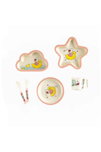 Factory Price 6 Piece Star and Cloud Duck Bamboo Tableware Set