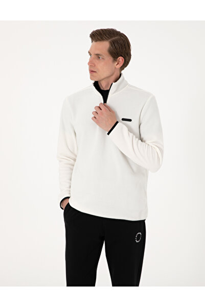 Pierre Cardin Beyaz Regular Fit Yarım Fermuarlı Polar Sweatshirt 50314056-VR013