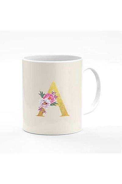 Stylizedd Designer Printed Coffee Mug 11oz Ceramic Personalised Gift Mugs Cup - Custom Monogram Init