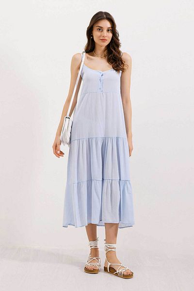 Merterium Women's Strap Midi Dress Blue 1173
