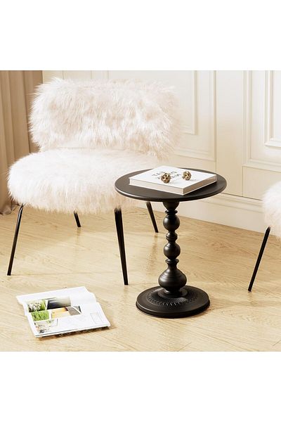 awwaline Round Coffee Table, Awwaline, Iron, Black, Vintage Design, 52 x 42 x 29 cm