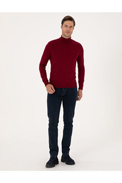 Pierre Cardin Vişne Slim Fit Balıkçı Yaka Basic Triko Kazak 50314202-VR223