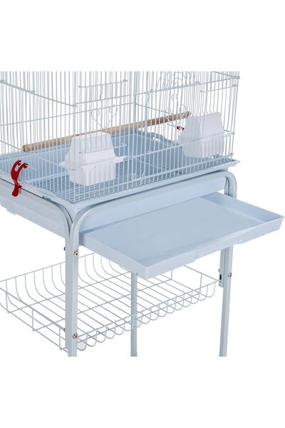 Egardenkart Roof Top Large Bird cage with Rolling Stand for Cockatiel Sun Conure Parakeet (White)
