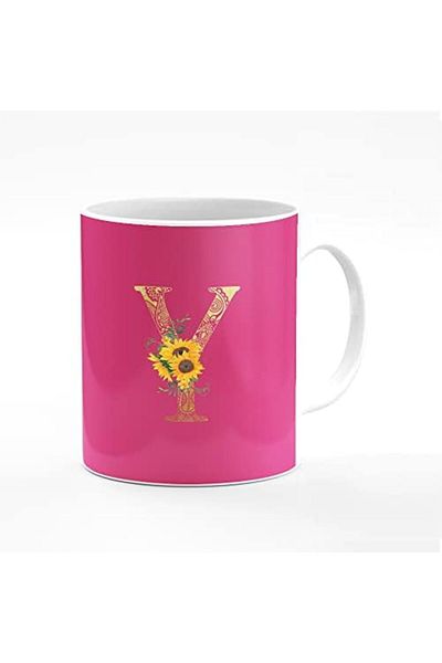 Stylizedd Designer Printed Coffee Mug 11oz Ceramic Personalised Gift Mugs Cup - Custom Monogram Init
