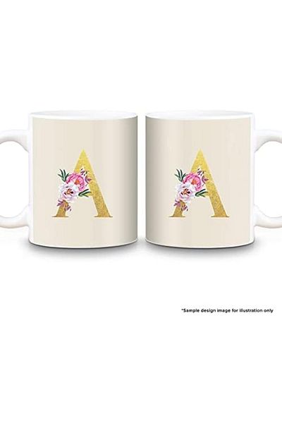 Stylizedd Designer Printed Coffee Mug 11oz Ceramic Personalised Gift Mugs Cup -Custom Monogram Initi