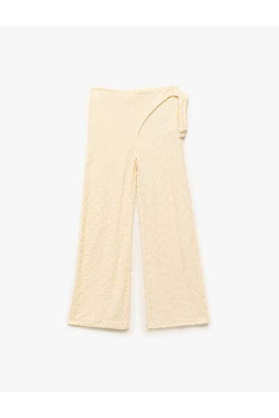 Koton Teksturirano Dvoredno kopčanje Široke pantalone sa bočnim vezanjem