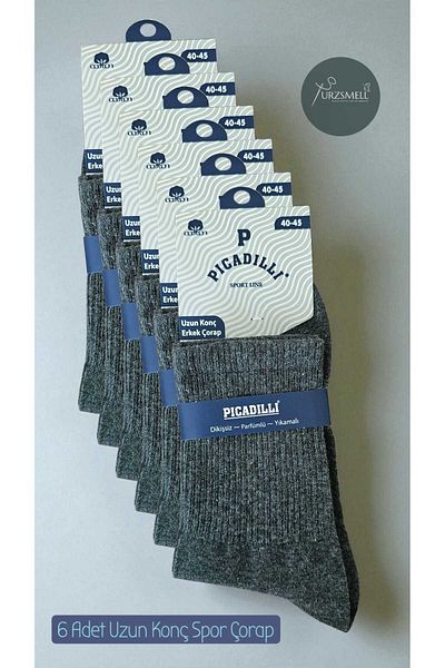 urzsmell 6 Pack Sport Medium Socks Flexible Elastic Tennis Basketball Football Socks Cotton Anthracite