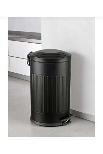 FARALYAHOME Vintage Trash Can Striped Black 16 Lt
