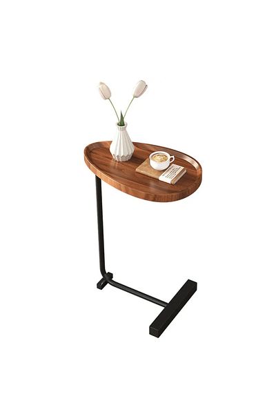 awwaline Oval coffee table, awwaline, wood, brown, C-Shaped, 45 x 30 x 60cm