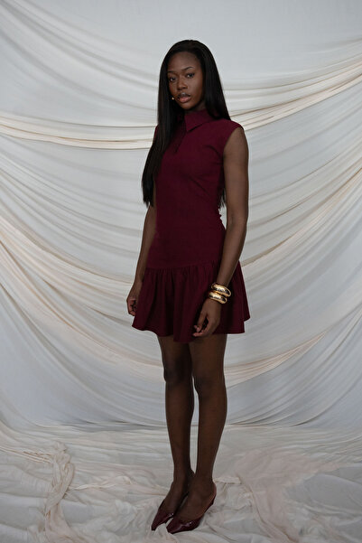 ŞEBNEM GÜNAY Burgundy Polo Dress