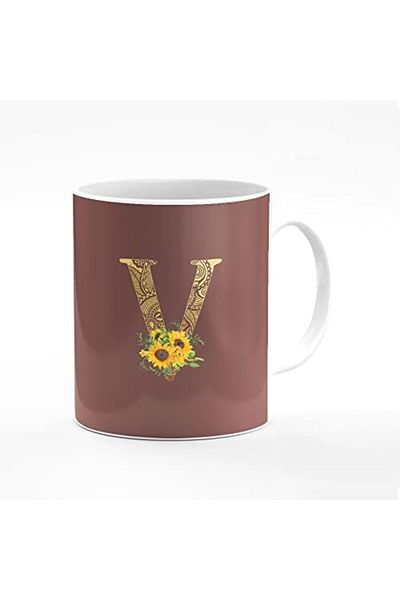 Stylizedd Designer Printed Coffee Mug 11oz Ceramic Personalised Gift Mugs Cup -Custom Monogram Initi
