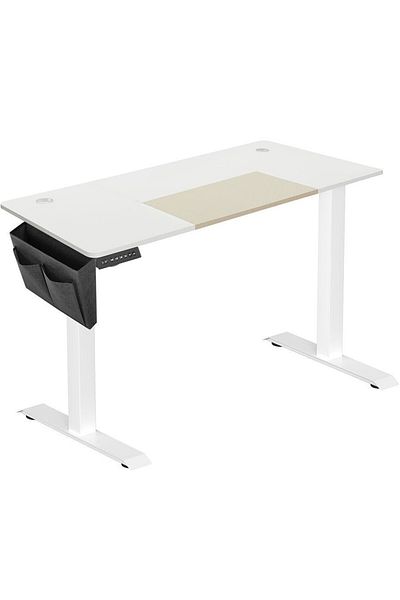 SONGMICS Desk with electric height adjustment, 4 height memory, 60x140x(72-120)cm, white