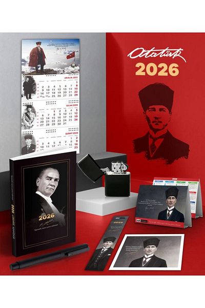 Mor kelebek 2026 Atatürk Gazi Paşa Agenda - Sakarya Wall Calendar - Desk Calendar - Pen and Lighter