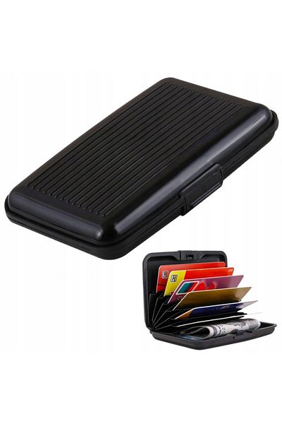 zola Stainless steel card holder, Zola®, black, secure, 11 x 7.5 x 2 cm