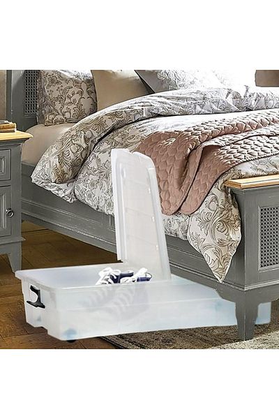 divendi-ro Storage box, plastic, with lid, capacity 60L, transparent