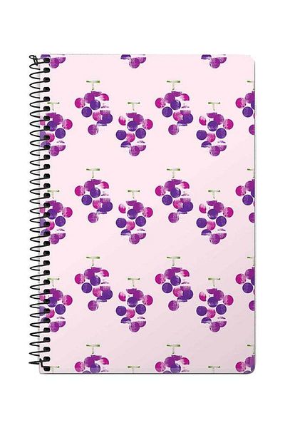 Stylizedd Hanging Grapes A5 Spiral Notebook Purple/Pink