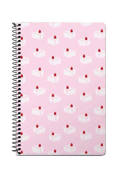 Stylizedd Cake Piece A5 Spiral Notebook Pink/White/Red