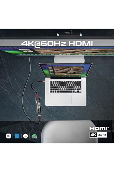 Promate TransHub-Lite USB-C Hub, 7-in-1 Multi-Display with 4K HDMI, 2TB SD/TF Card Slot, Dual 5Gbps