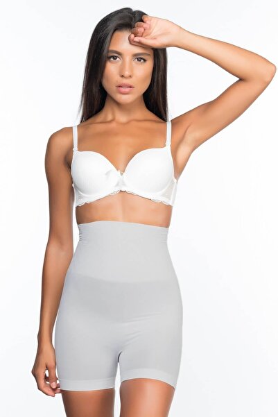 diletrend Ecru emay 2075 high waist patterned double short leg corset