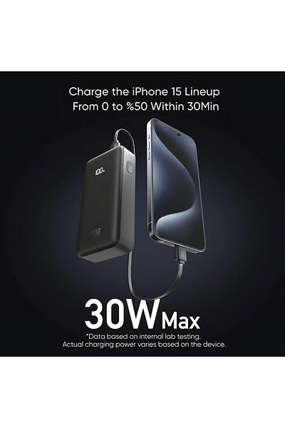 Joda TURBO 10 10000mAh 30W PD Power Bank with Blue LED Display, 1 USB-C & 1 USB-A