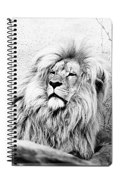Stylizedd Wise Lion A5 Spiral Notebook Grey