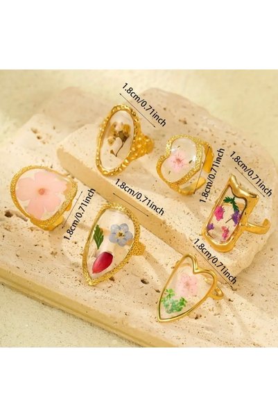 FloresDeCarnaval Pink Flower Gold Framed Elegant Ring 🌸