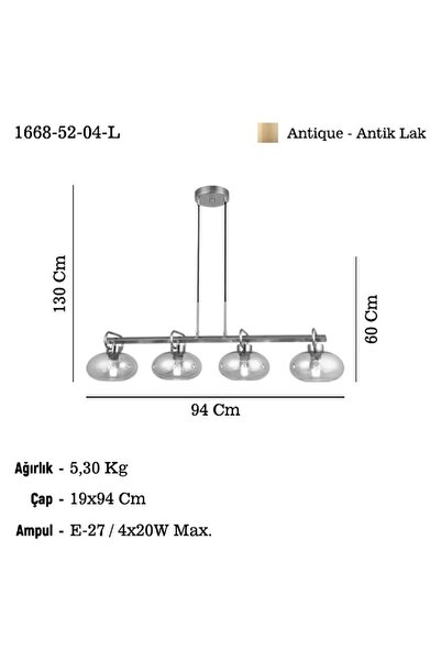 LUCEA ROLAN 4 LU ANTIK LAK Y.M AVIZE 4XE27