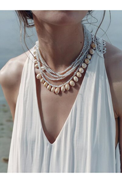 Bo Takı ve Aksesuar Deniz kabuklu parıltılı boncuk kolye