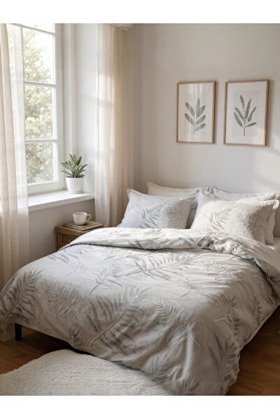 Özdilek Ranforce Frunze Single Duvet Cover Set – 100% Cotton, Leaf Pattern