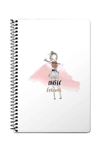 Stylizedd Music Forever A5 Spiral Notebook White/Pink