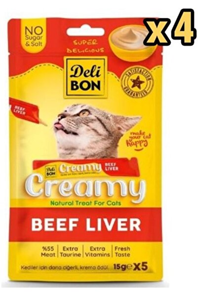 Delibon Creamy Dana Ciğerli Kedi Ödül Maması 15 gr 5li x 4 Adet