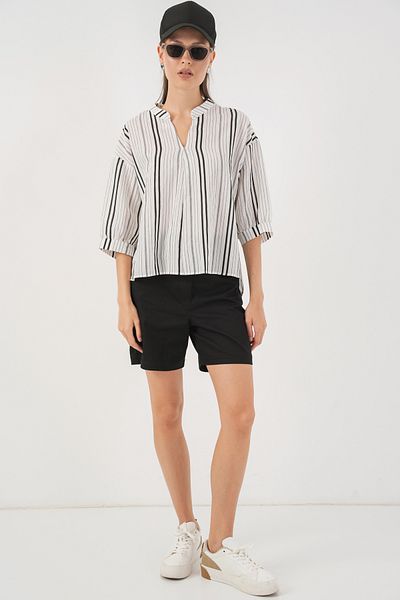 Bigdart Women's Striped Oversize Blouse 967 - Stone