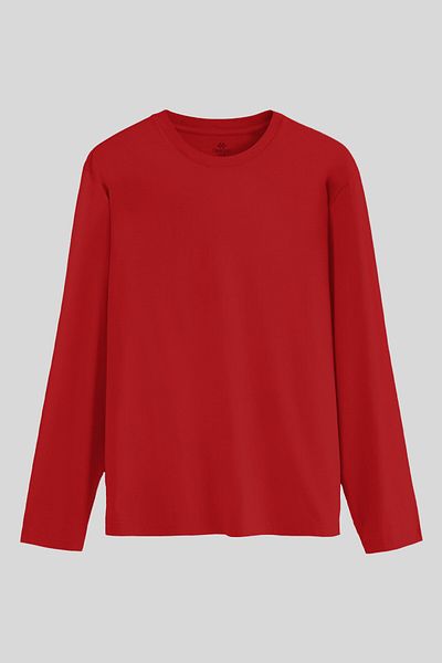 TOMMY LIFE Red Standard Fit Basic O Neck Men's Sweatshirt - 87997