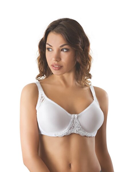 Ayça Бял сутиен с банели и дантела Emay 164 C