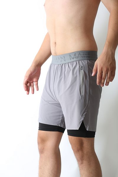 man of man man man of man Man of Man Men's Written Lined Gray Shorts