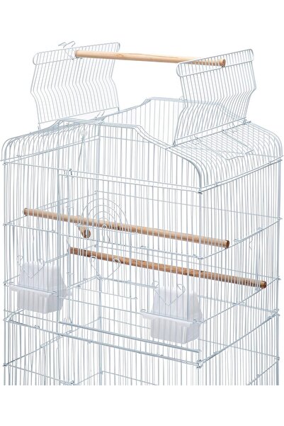 Egardenkart Open Play Top Bird Cage with Rolling Stand for Cockatiel Sun Conure Parakeet (White)